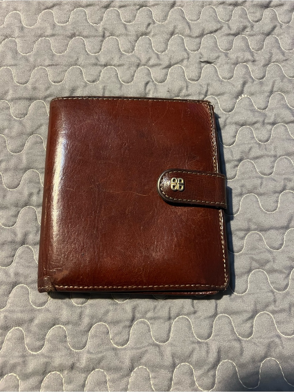 Bosca Chestnut Brown Leather Wallet with Gold Foil Logo